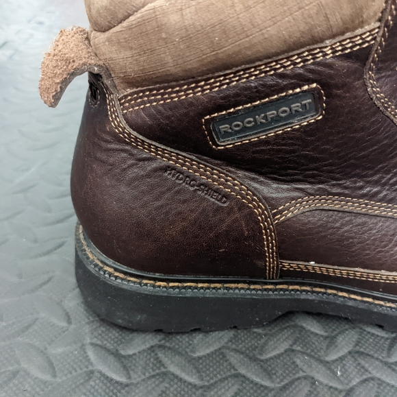 sz:8W Rockport Men's Leather Boots, Wide, Waterproof Brown Moc-toe Chukka - Picture 12 of 15